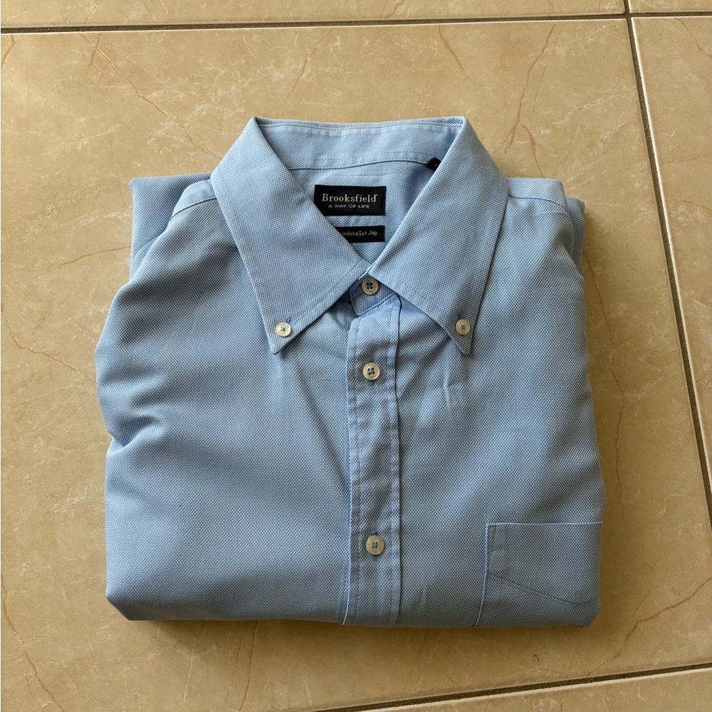 Brooksfield Men's Light Blue Shirt made in Italy